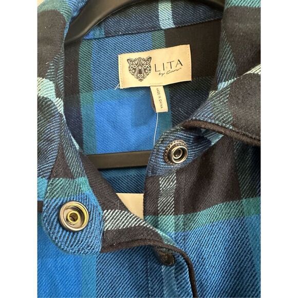 NWT Lita by Ciara Plaid flannel button up Shirt Size S - Picture 4 of 10